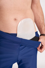 Carregar imagem para o visualizador da galeria, Ostomia Masculina Fato de Banho Azul Cintura Alta com Bolso Interior