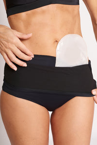 Ostomie-Bikini-Höschen mit hoher Taille - Schwarz mit Innentasche