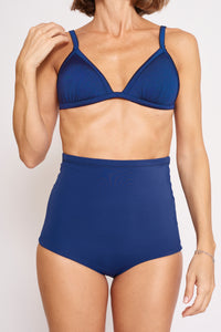 Stoma Bikini-Höschen mit hoher Taille - Marineblau