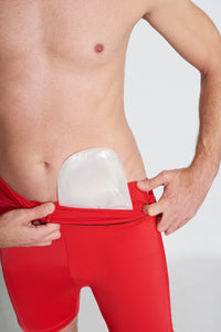 Ostomie-Badeanzug mit hoher Taille für Männer - Rot