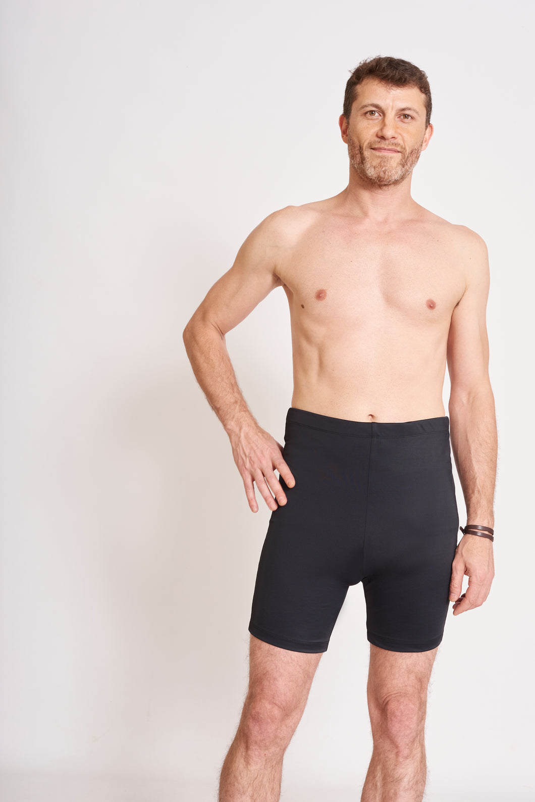 Men's High Waist Swimsuit Ostomy Black