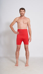 Men's High Waist Ostomy Swimsuit - Red