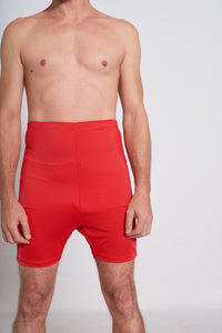 Men's High Waist Ostomy Swimsuit - Red