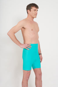 Ostomy Men's High Waist Swimsuit - Cyan
