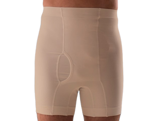 Ostomia de Boxer Masculino de Cintura Alta - Bege